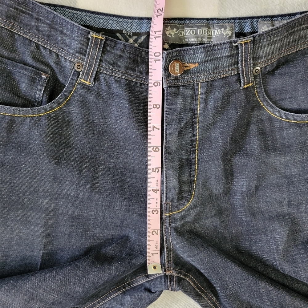 ENZO Denim Mens Premium Denim Jeans Cropped Streetwear Medium Wash Size 36 X 24 - Picture 12 of 14